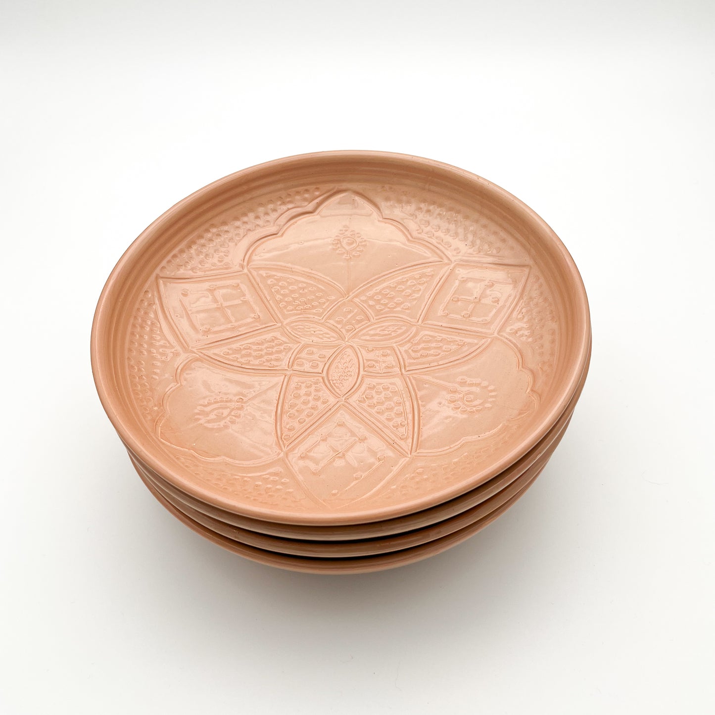 Set Assiette creuse artisanale en céramique gravure Beldi émaillé